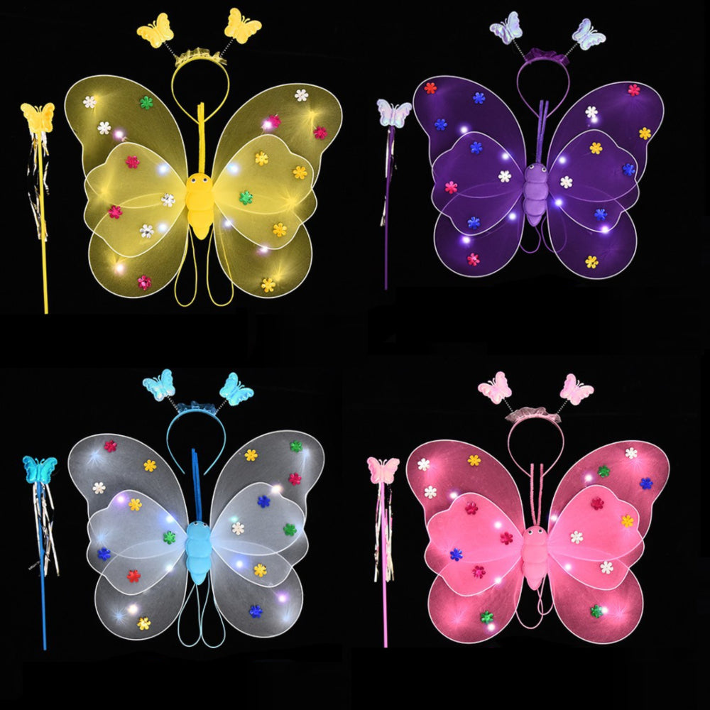 LED Children Costume Props Girls Skirts Luminous Wing Set
