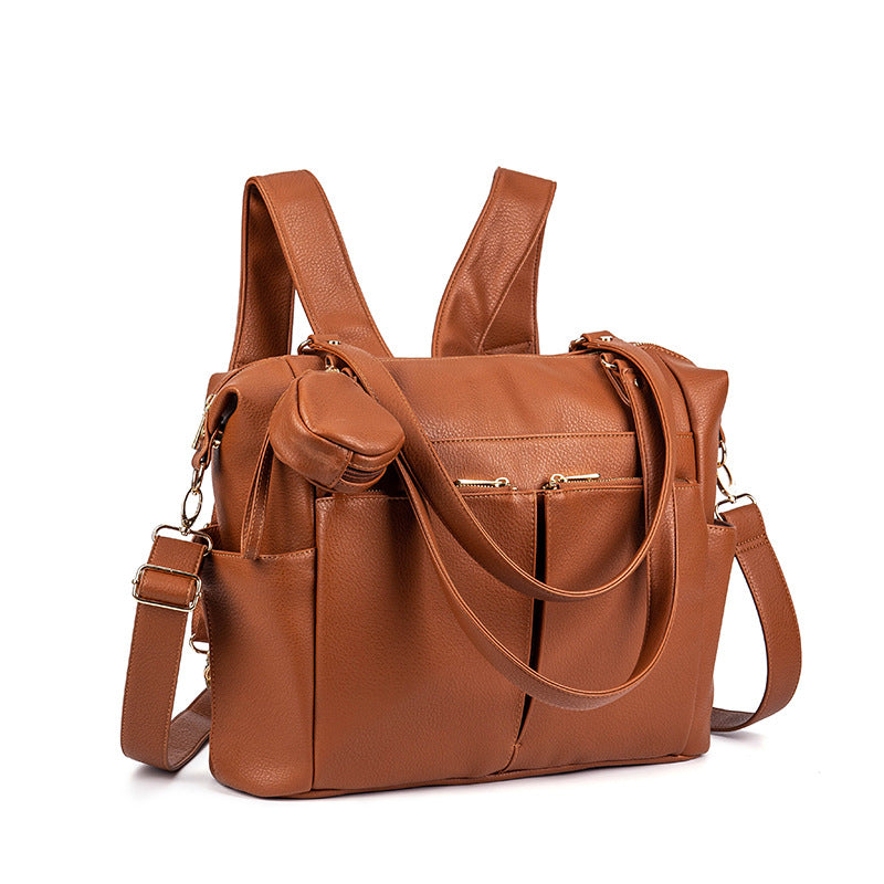 PU Mommy Bag Ladies Handbag Large Capacity Diaper Bag Backpack