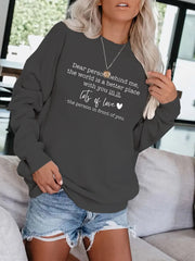 Letter Print Pullover Sweatshirt Casual Loose Drop Shoulder Sweatshirt