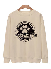 Dog Paw Print Pullover Sweatshirt Casual Loose Drop Shoulder Sweatshirt