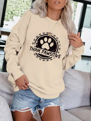 Dog Paw Print Pullover Sweatshirt Casual Loose Drop Shoulder Sweatshirt