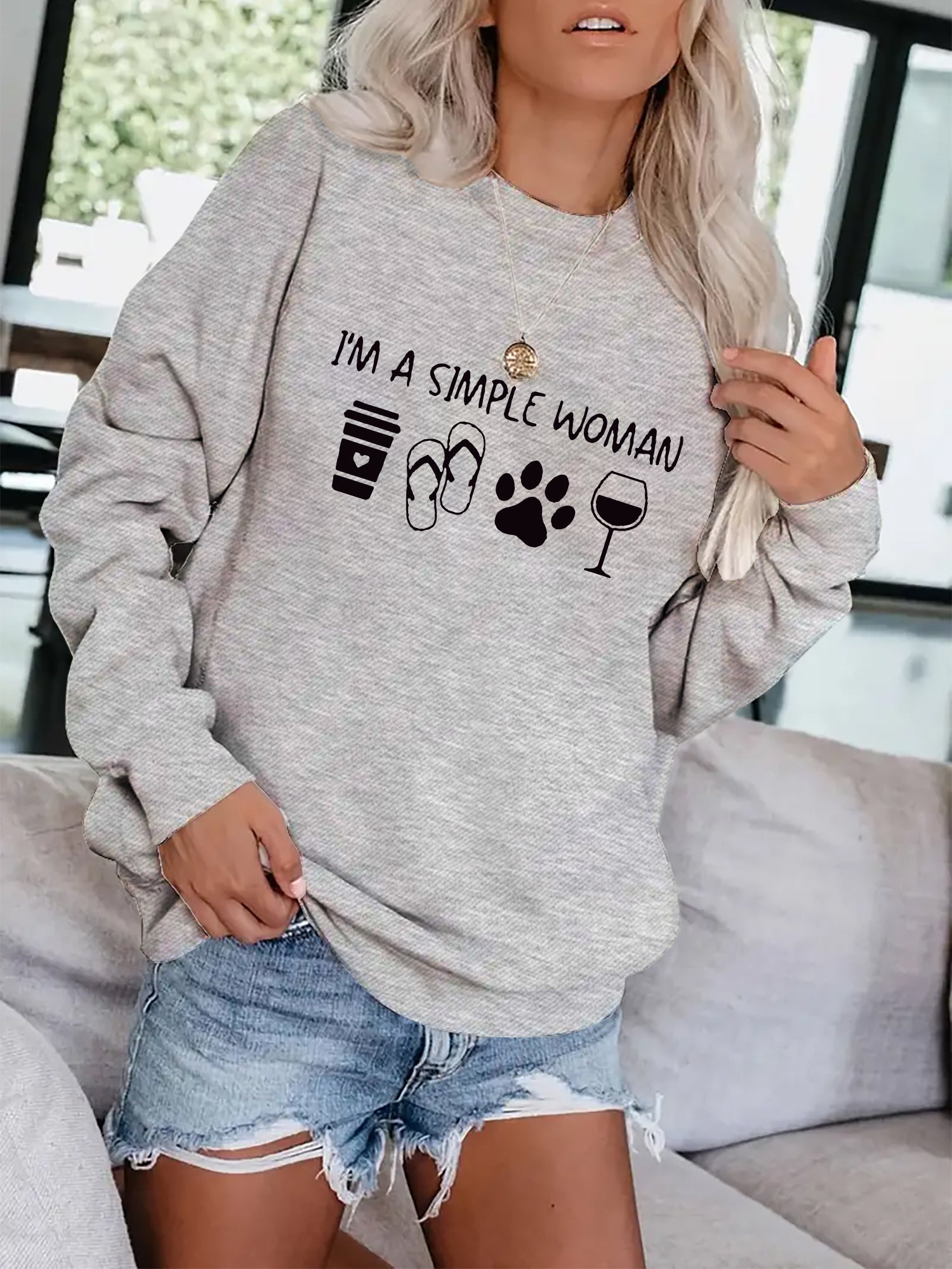 Graphic Print Pullover Sweatshirt for Fall & Winter Women's Clothing