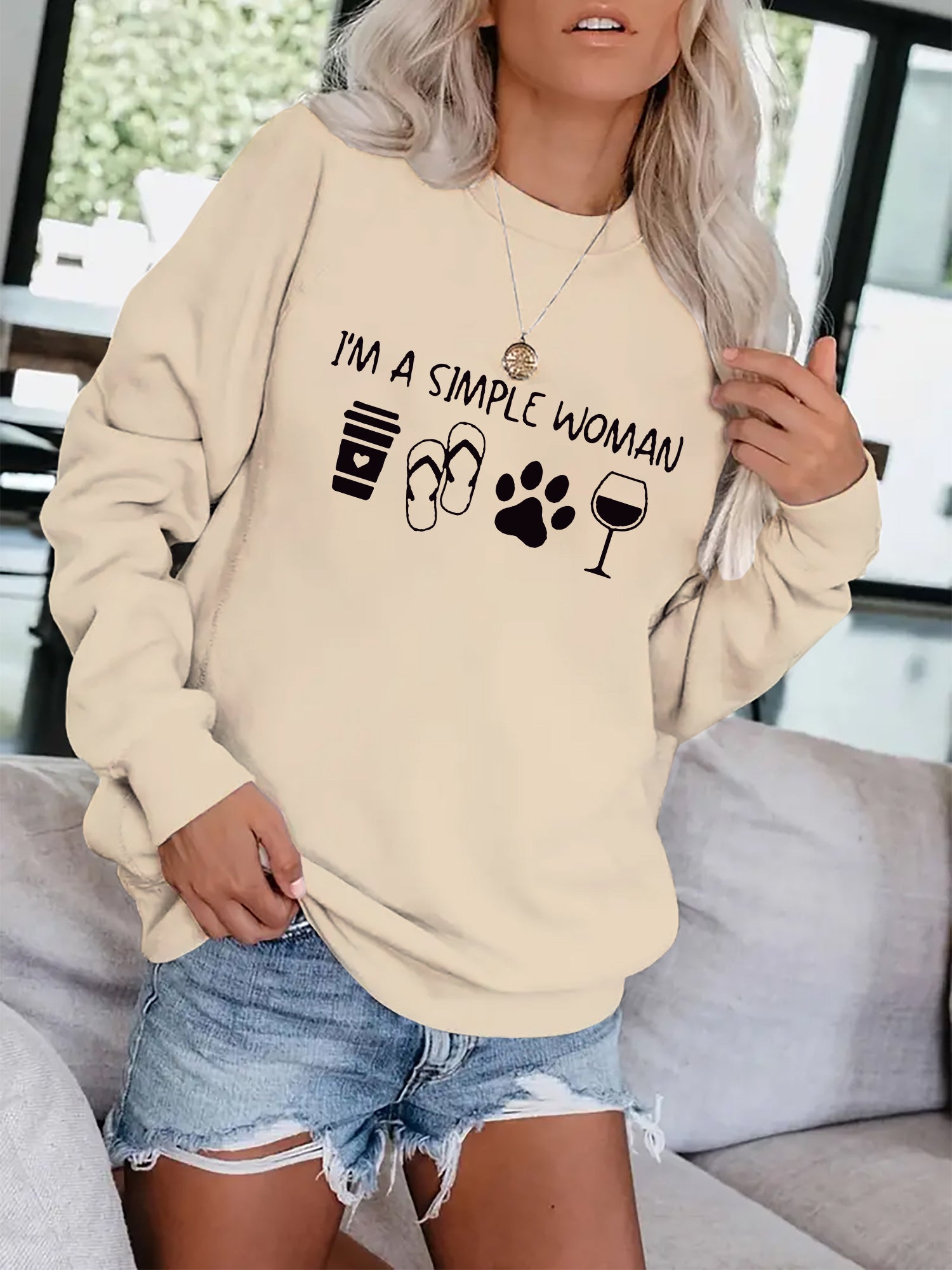 Graphic Print Pullover Sweatshirt for Fall & Winter Women's Clothing