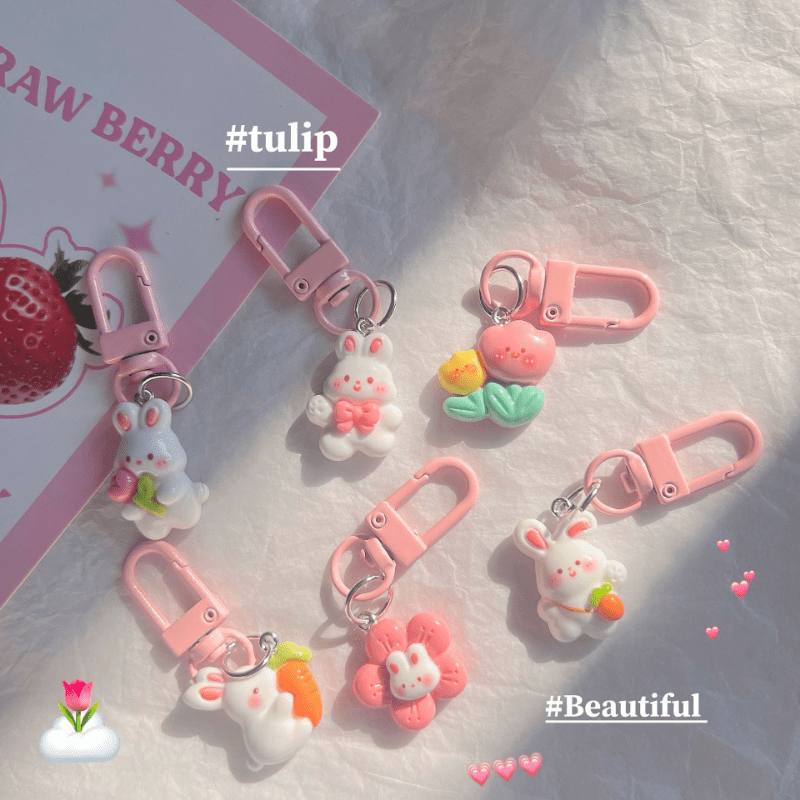 Radish Rabbit Keychain Ins Heart School Bag Attachments Pink