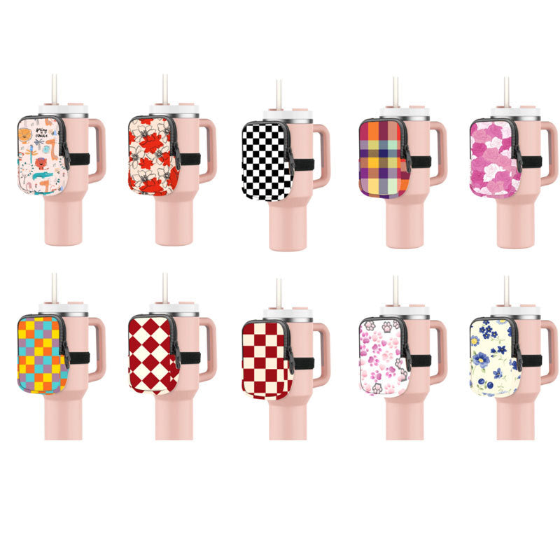 Cartoon Print 40OZ Water Cup Zipper Bag Portable Bottle Small Storage Bag