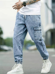Men's Distressed Cargo Jeans Casual Street Style