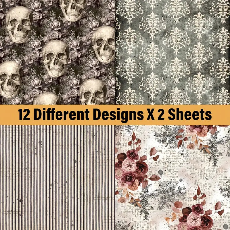 24pcs Scrapbook Paper Single Sided Decoupage Paper Pad for DIY Crafts