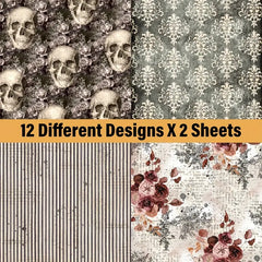 24pcs Scrapbook Paper Single Sided Decoupage Paper Pad for DIY Crafts