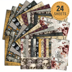 24pcs Scrapbook Paper Single Sided Decoupage Paper Pad for DIY Crafts