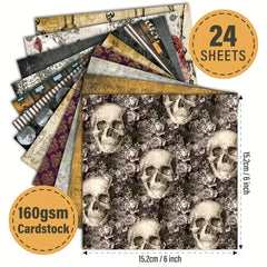 24pcs Scrapbook Paper Single Sided Decoupage Paper Pad for DIY Crafts