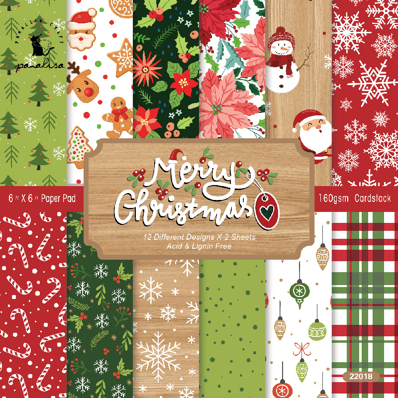 24pcs 6x6 Inch Retro Christmas Scrapbook Paper Pad Single Sided Decoupage Paper