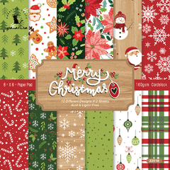 24pcs 6x6 Inch Retro Christmas Scrapbook Paper Pad Single Sided Decoupage Paper
