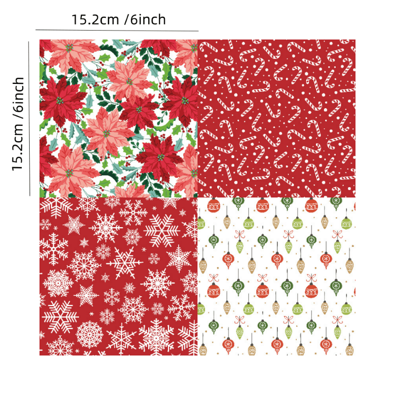 24pcs 6x6 Inch Retro Christmas Scrapbook Paper Pad Single Sided Decoupage Paper