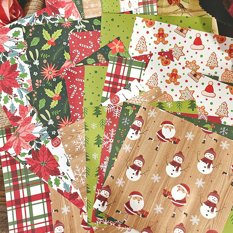24pcs 6x6 Inch Retro Christmas Scrapbook Paper Pad Single Sided Decoupage Paper