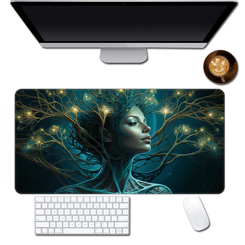 Life Tree Goddess Pattern Mouse Pad Non-slip Keyboard Pad