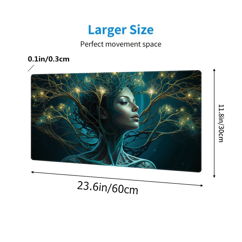 Life Tree Goddess Pattern Mouse Pad Non-slip Keyboard Pad