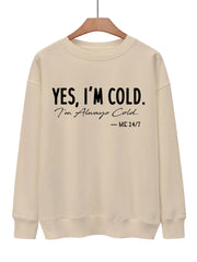 Slogan Print Pullover Sweatshirt Long Sleeve Fall Winter Women's Clothing