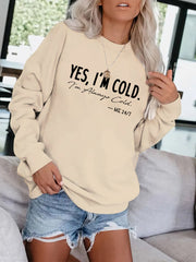 Slogan Print Pullover Sweatshirt Long Sleeve Fall Winter Women's Clothing