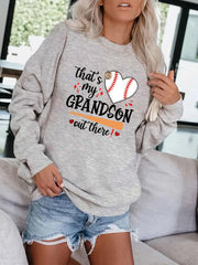 Baseball Graphic & Letter Print Sweatshirt Casual Loose Crew Neck Sweatshirt
