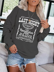 Letter Print Pullover Sweatshirt for Fall & Winter Women's Clothing
