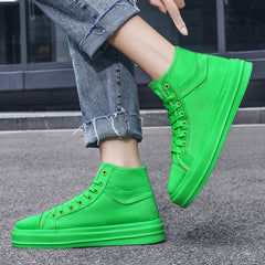 Green Lace Up High Top Canvas Shoes for Women