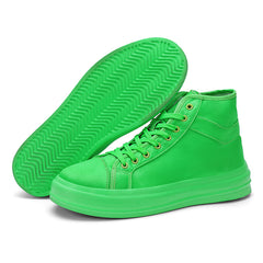 Green Lace Up High Top Canvas Shoes for Women