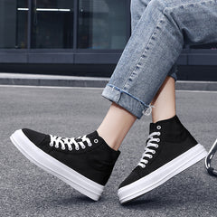 Women's High Top Canvas Lace Up Board Shoes Outdoor Casual Sneakers