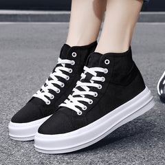 Women's High Top Canvas Lace Up Board Shoes Outdoor Casual Sneakers