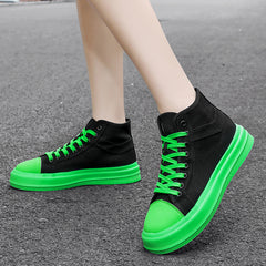Women's High Top Lace Up Board Shoes Lightweight Canvas Shoes