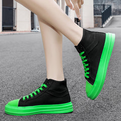 Women's High Top Lace Up Board Shoes Lightweight Canvas Shoes