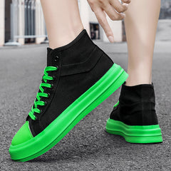 Women's High Top Lace Up Board Shoes Lightweight Canvas Shoes