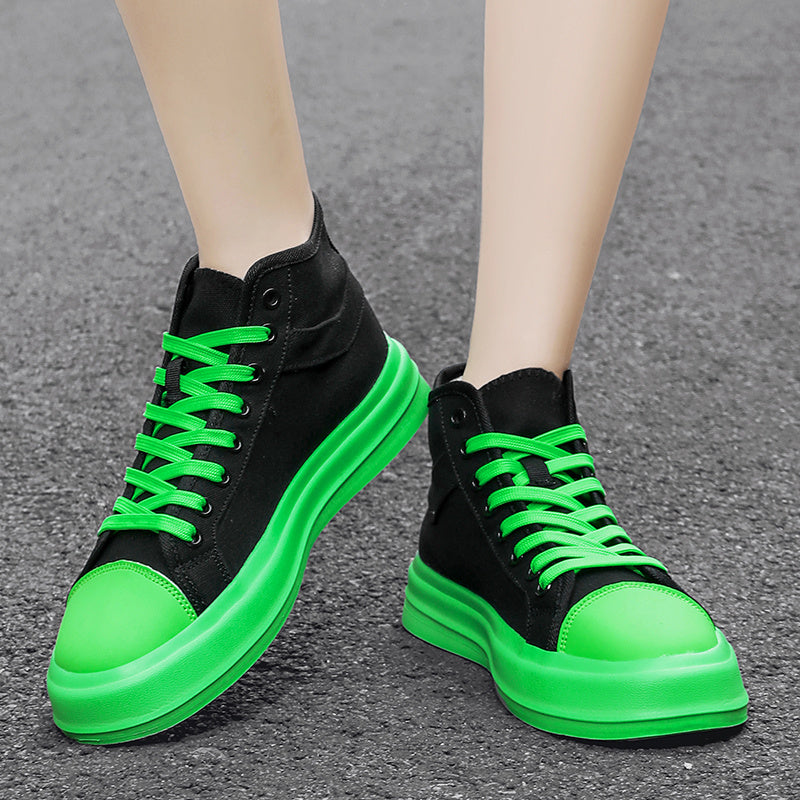 Women's High Top Lace Up Board Shoes Lightweight Canvas Shoes