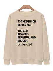 Letter Print Pullover Sweatshirt Long Sleeve Crew Neck Casual for Fall & Winter