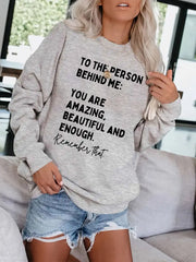 Letter Print Pullover Sweatshirt Long Sleeve Crew Neck Casual for Fall & Winter