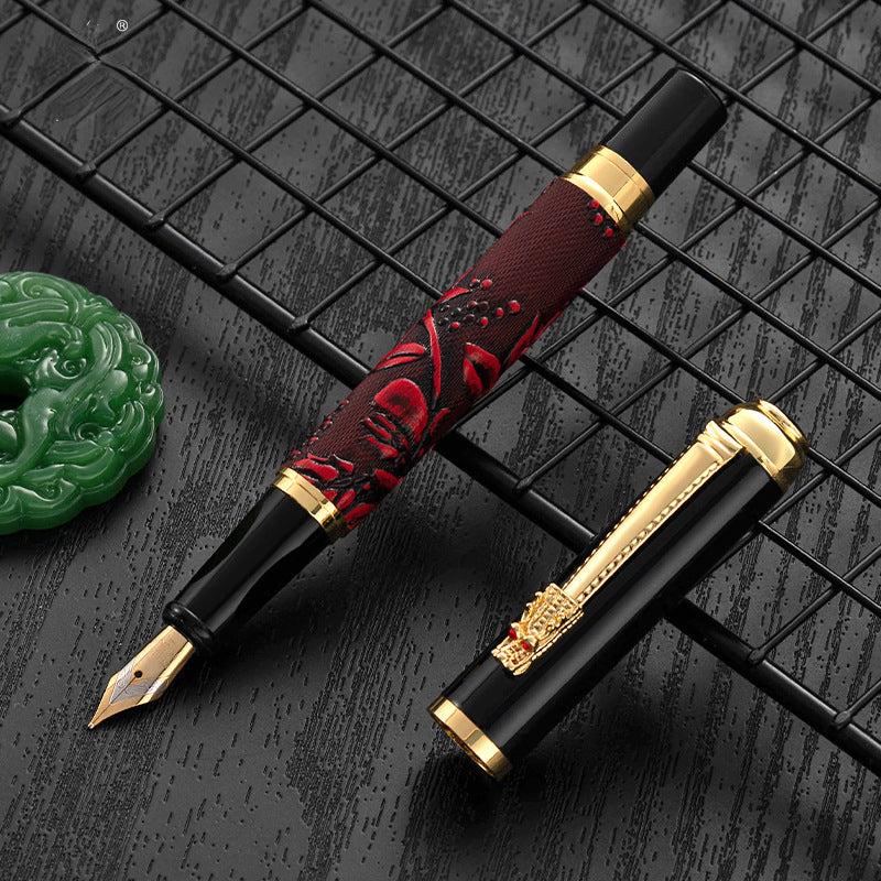 Personalized Round Metal Ink Fountain Pen With Fine Nib - Business Gift