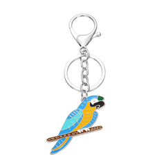 Colorful Parrot Keychain Lovely Animal Bird Metal Pendant for Keys Small Gift