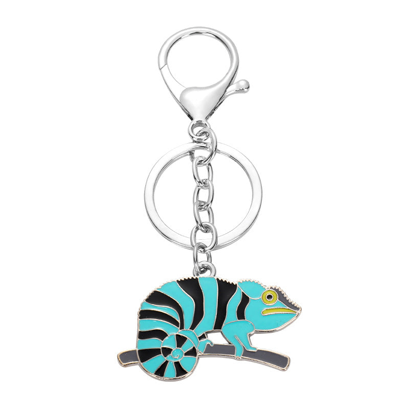 Colorful Parrot Keychain Lovely Animal Bird Metal Pendant for Keys Small Gift