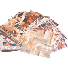 4pcs Wood Grain Floor Tile Wallpaper Kitchen Bathroom Bedroom