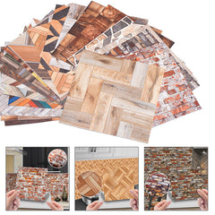 4pcs Wood Grain Floor Tile Wallpaper Kitchen Bathroom Bedroom
