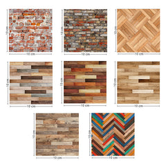 4pcs Wood Grain Floor Tile Wallpaper Kitchen Bathroom Bedroom