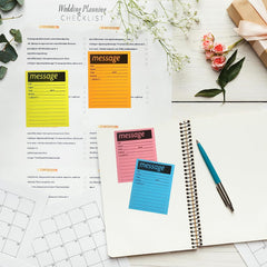 6 Pack Colored Lined Sticky Notes 10.16x12.7cm Phone Message Pad