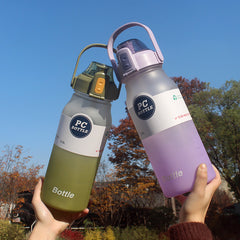 2000ml Plastic Frosted Water Cup Fitness Straw Space Cup With Handle