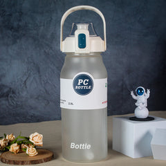 2000ml Plastic Frosted Water Cup Fitness Straw Space Cup With Handle
