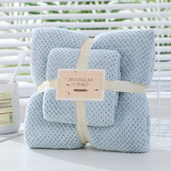 2pc Solid Towel Set Soft Absorbent Coral Velvet Towels for Bathroom