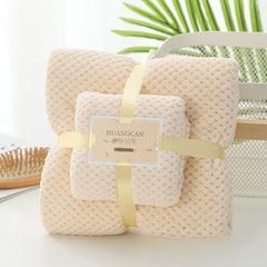 2pc Solid Towel Set Soft Absorbent Coral Velvet Towels for Bathroom