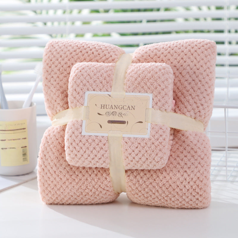 2pc Solid Towel Set Soft Absorbent Coral Velvet Towels for Bathroom