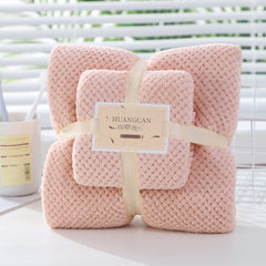 2pc Solid Towel Set Soft Absorbent Coral Velvet Towels for Bathroom