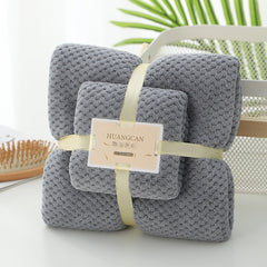 2pc Solid Towel Set Soft Absorbent Coral Velvet Towels for Bathroom