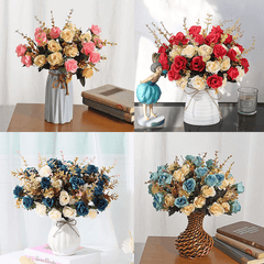 Artificial Roses Little Rose Silk Flowers Plastic Flowers 2sets