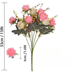 Artificial Roses Little Rose Silk Flowers Plastic Flowers 2sets